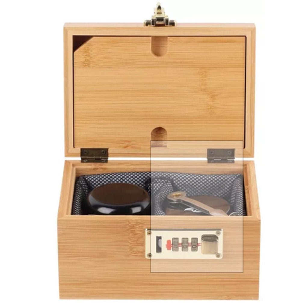 Bamboo Storage Box with Lock - Decorative box for Home Locking Bamboo Box with Grinder, Glass Jar, Tray - The Gifted Man