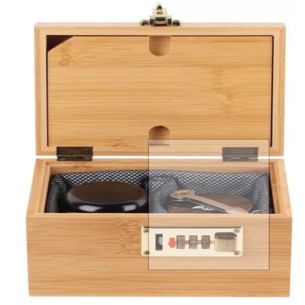 Bamboo Storage Box with Lock - Decorative box for Home Locking Bamboo Box with Grinder, Glass Jar, Tray - The Gifted Man