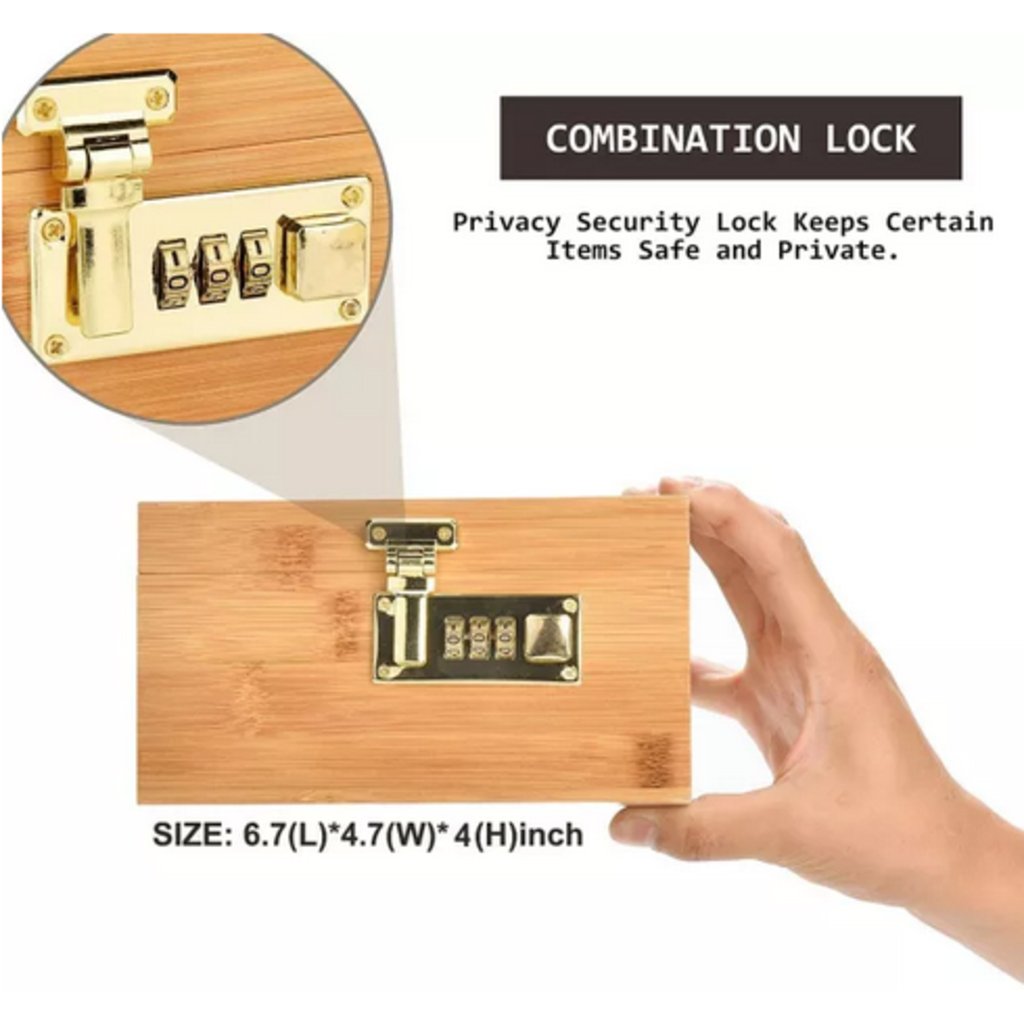 Bamboo Storage Box with Lock - Decorative box for Home Locking Bamboo Box with Grinder, Glass Jar, Tray - The Gifted Man