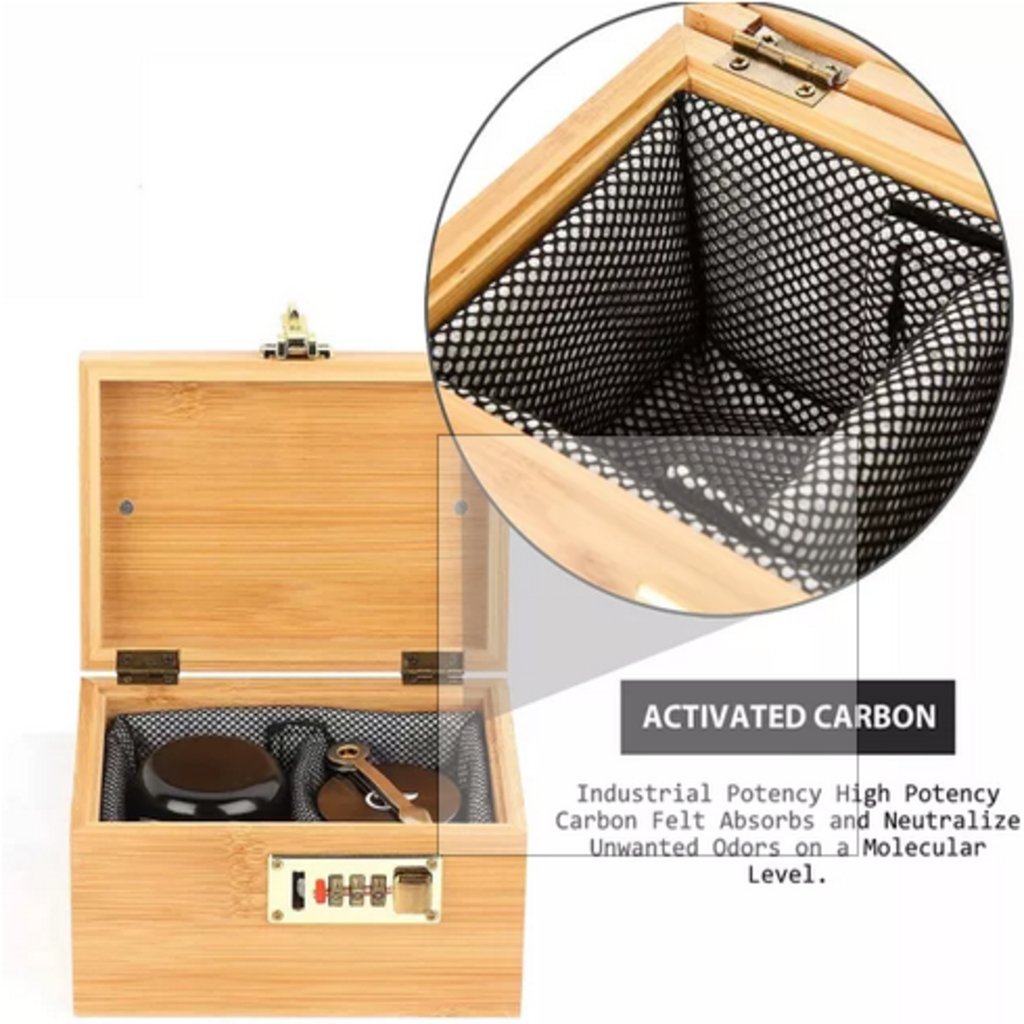 Bamboo Storage Box with Lock - Decorative box for Home Locking Bamboo Box with Grinder, Glass Jar, Tray - The Gifted Man