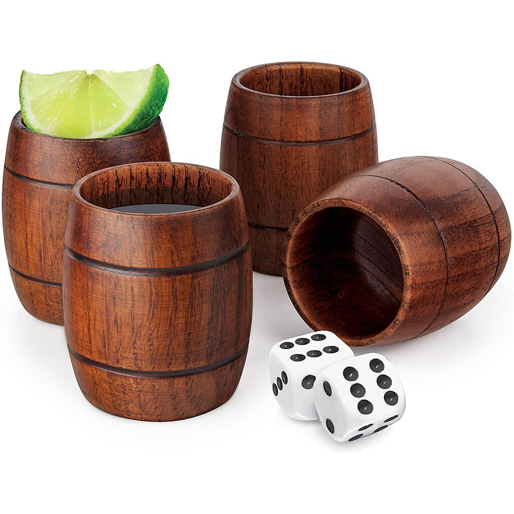 Wood Barrel Shots - Set of 4