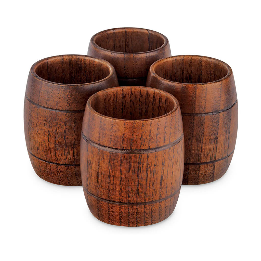 Wood Barrel Shots - Set of 4