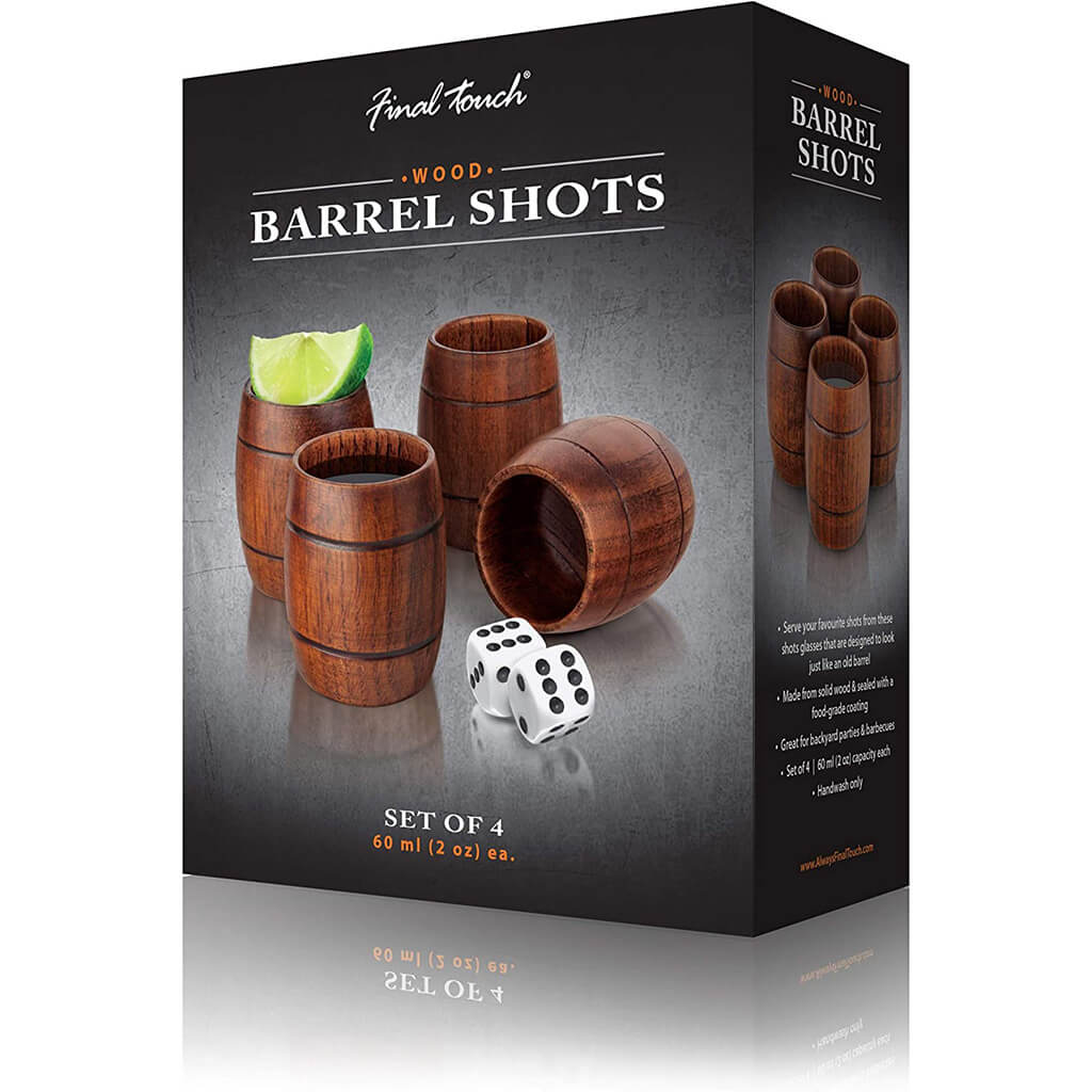 Wood Barrel Shots - Set of 4