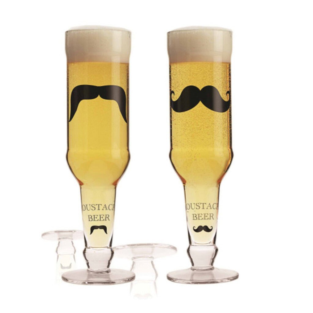 Beer Bottle Glass - Moustache 380ml set of 2 Assorted - The Gifted Man