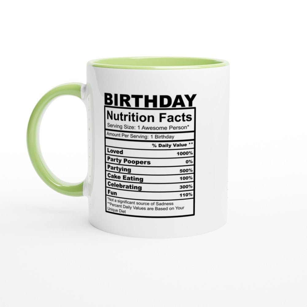 Birthday Nutrition Facts White 11oz Ceramic Mug with Color Inside - The Gifted Man