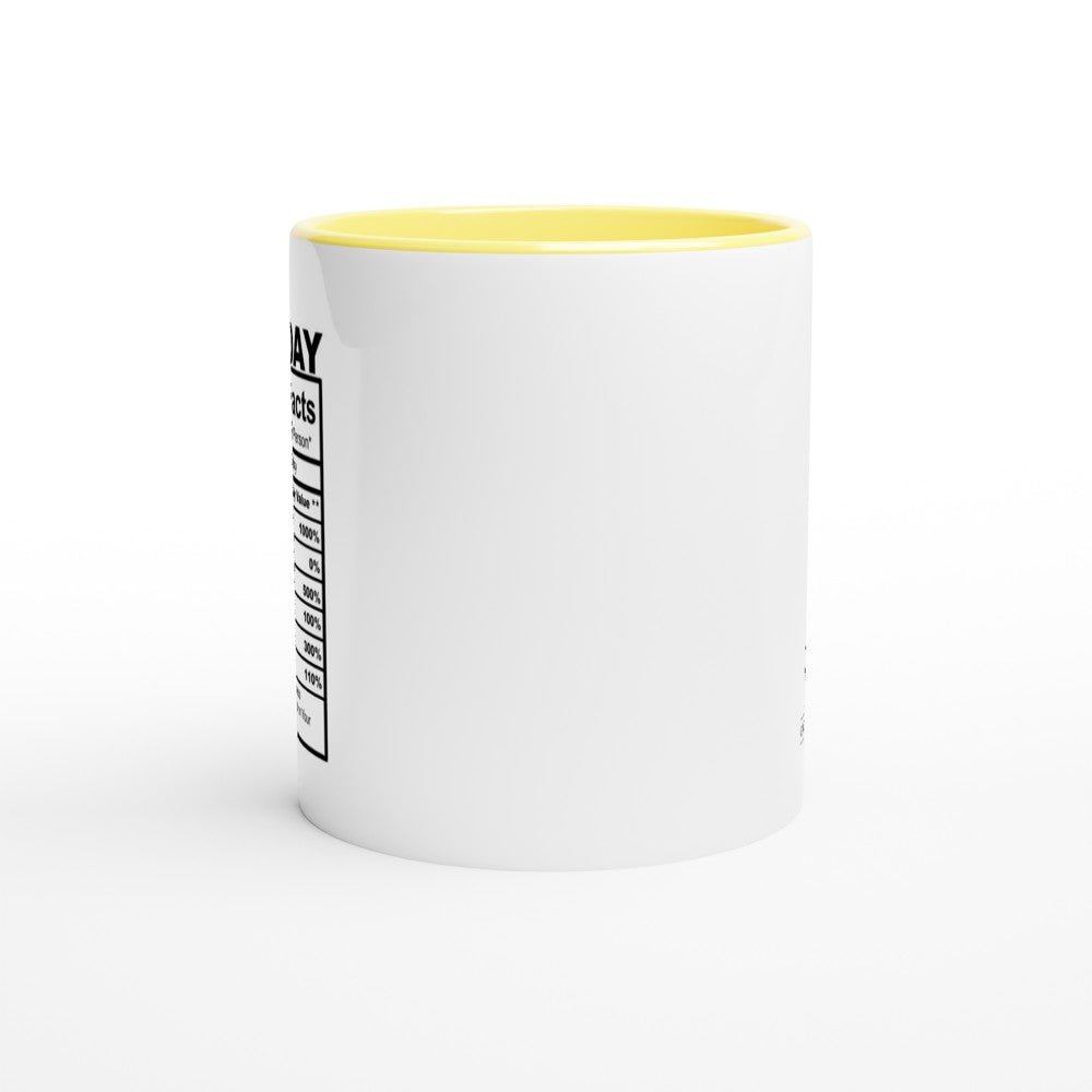 Birthday Nutrition Facts White 11oz Ceramic Mug with Color Inside - The Gifted Man