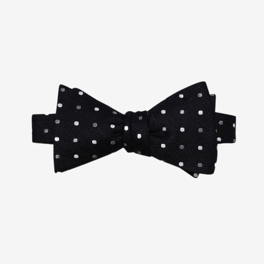 Black Polka Dots Silk Bow Tie (self-tie) - The Gifted Man