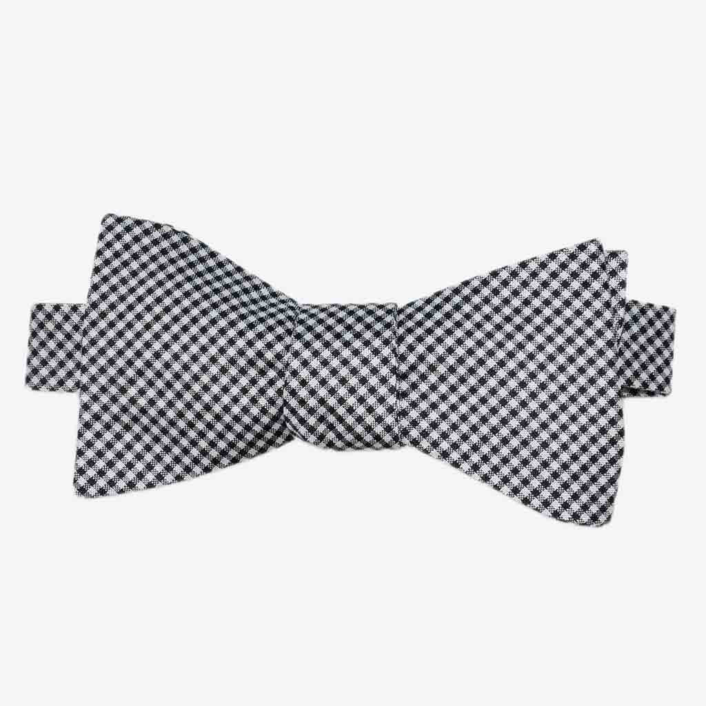 Black White Gingham Silk Bow Tie (self-tie) - The Gifted Man