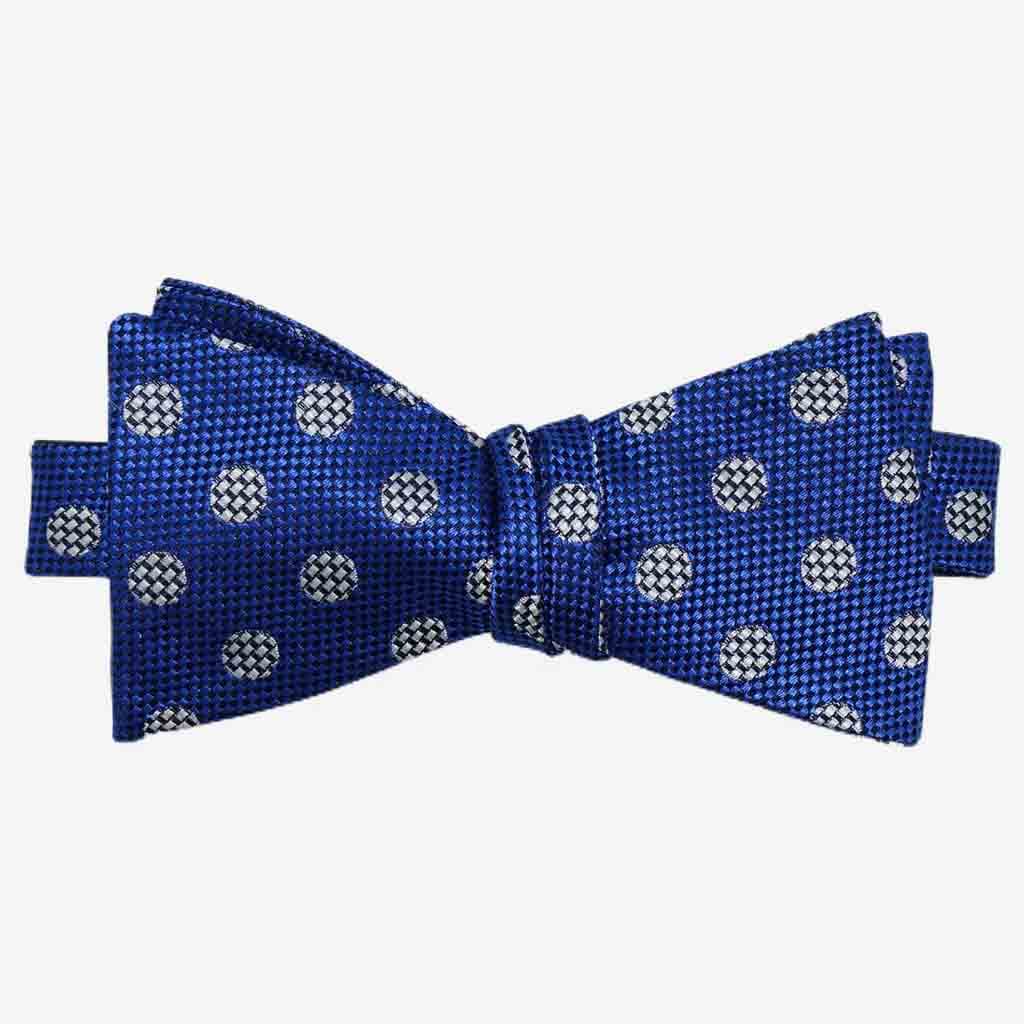 Blue Brick Dots Silk Bow Tie (self-tie) - The Gifted Man