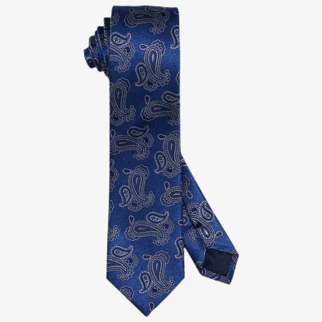 Blue Paisley Silk Skinny Tie - The Gifted Man