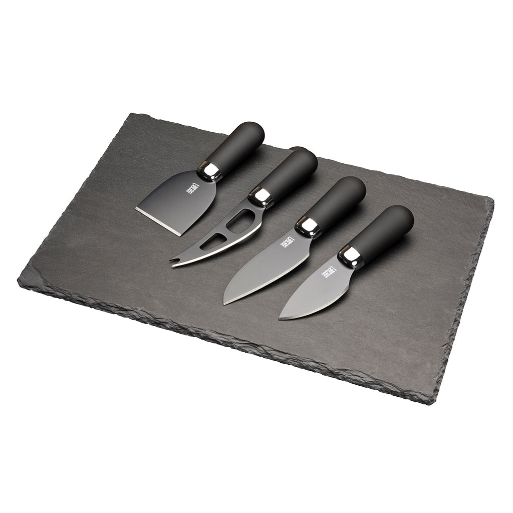 Brooklyn Chrome Cheese Set with Slate Board - The Gifted Man