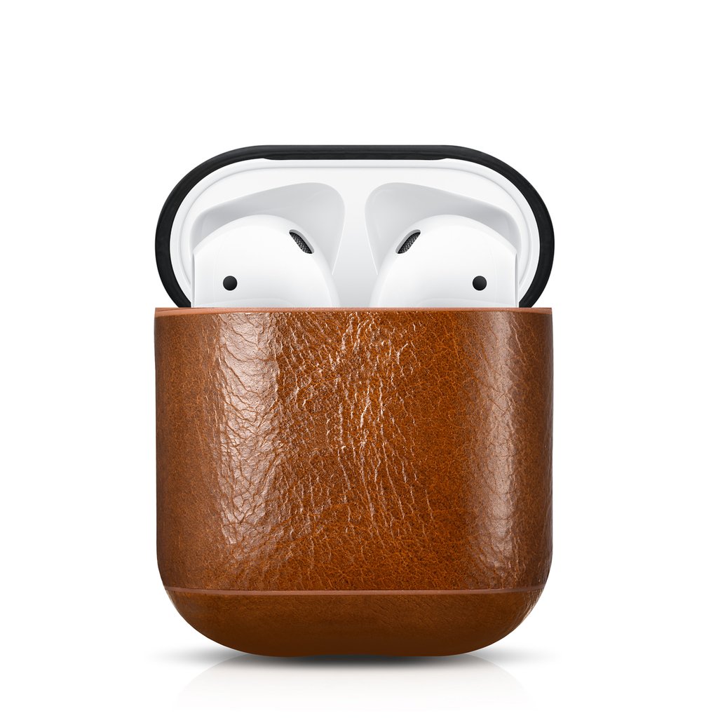 CairPods Luxury Premium Leather AirPods 1 &amp; 2 Case - Light Brown - Without Metal Clip - The Gifted Man