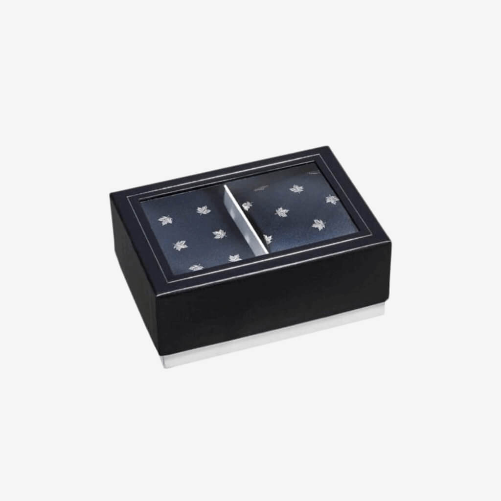 Canadian Souvenir Blue Maple Leaf Tie &amp; Pocket Square Gift Set - The Gifted Man