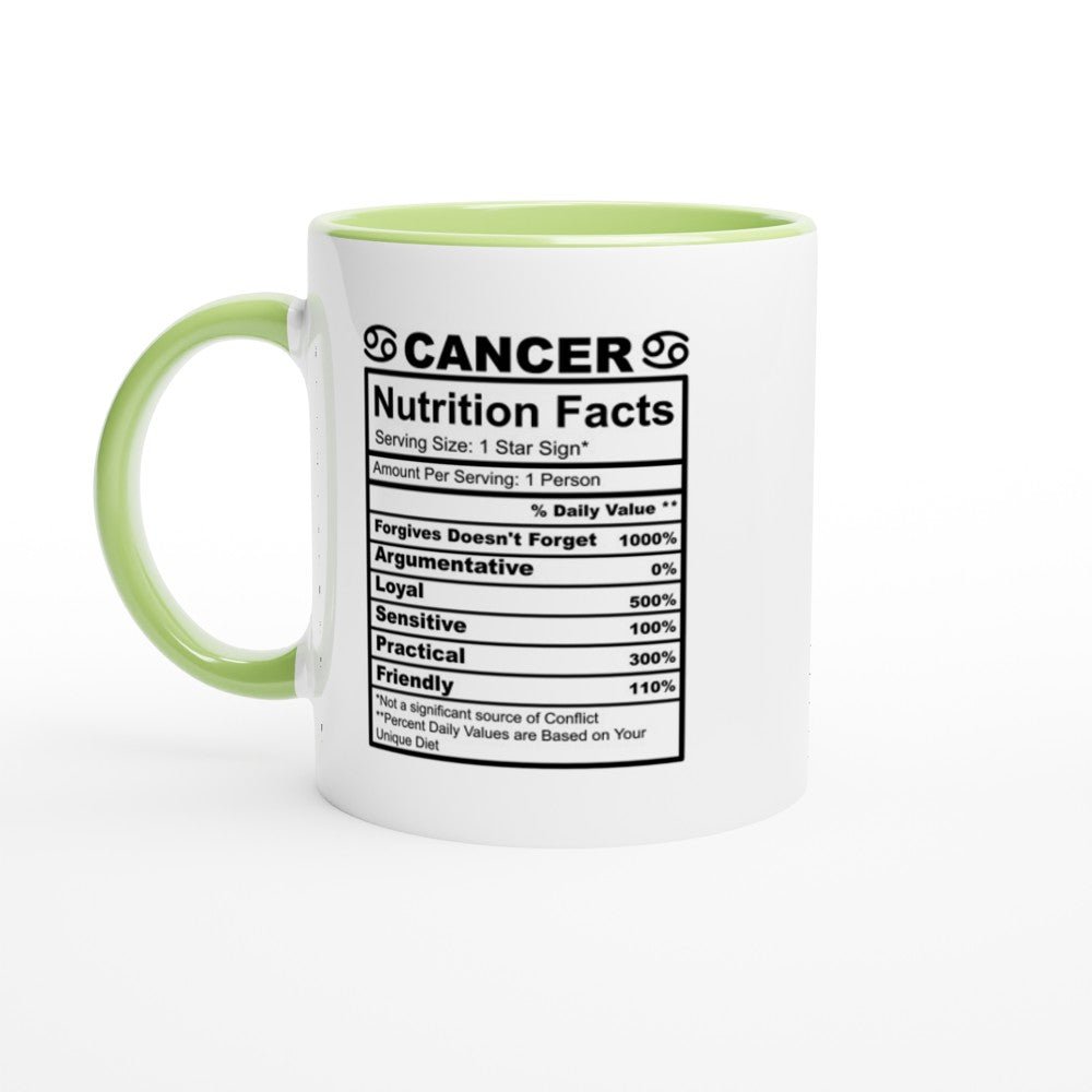 Cancer Nutrition Facts White 11oz Ceramic Mug with Color Inside - The Gifted Man