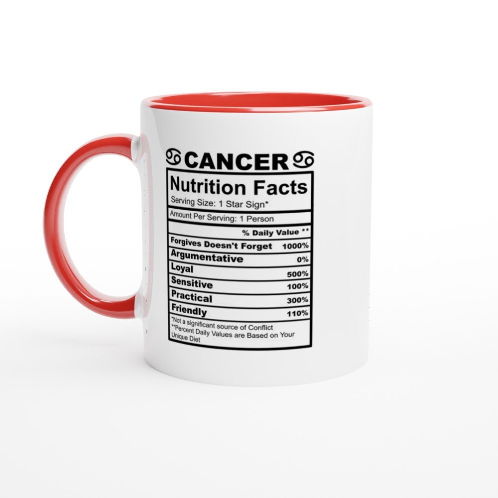 Cancer Nutrition Facts White 11oz Ceramic Mug with Color Inside - The Gifted Man