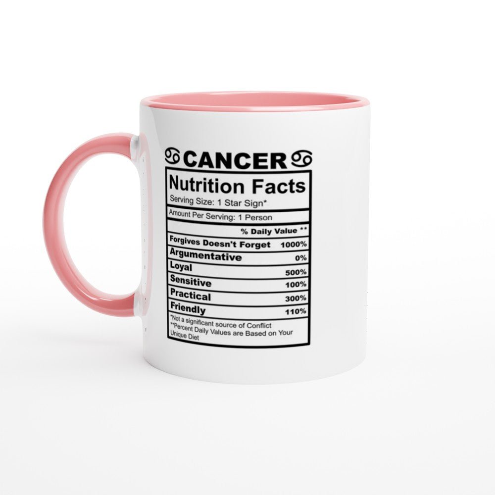 Cancer Nutrition Facts White 11oz Ceramic Mug with Color Inside - The Gifted Man