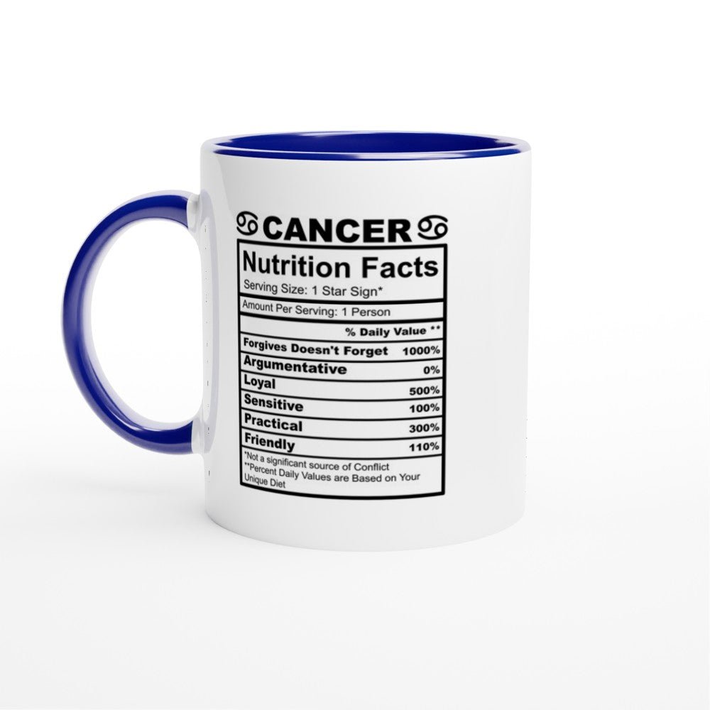 Cancer Nutrition Facts White 11oz Ceramic Mug with Color Inside - The Gifted Man