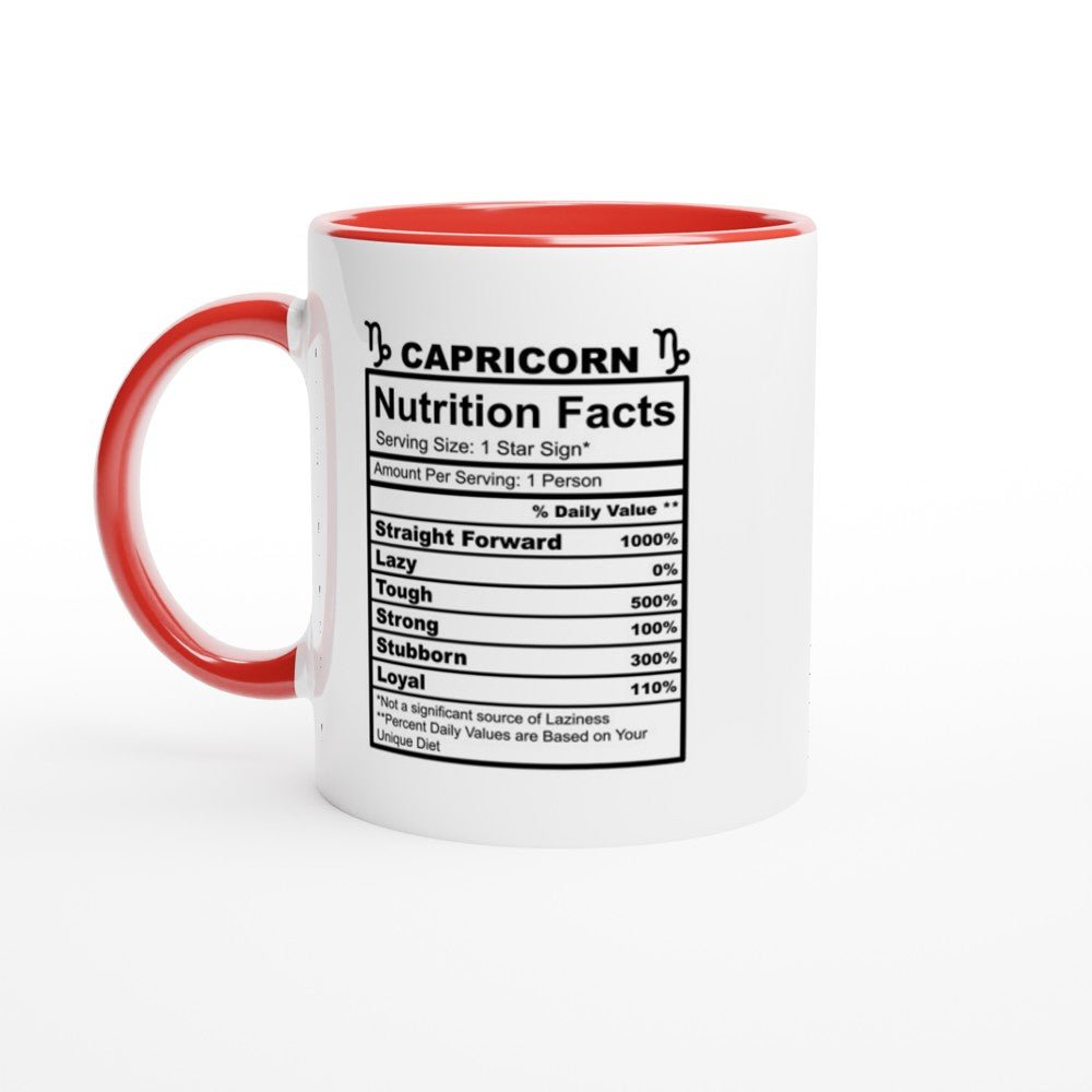 Capricorn Nutrition Facts White 11oz Ceramic Mug with Color Inside - The Gifted Man
