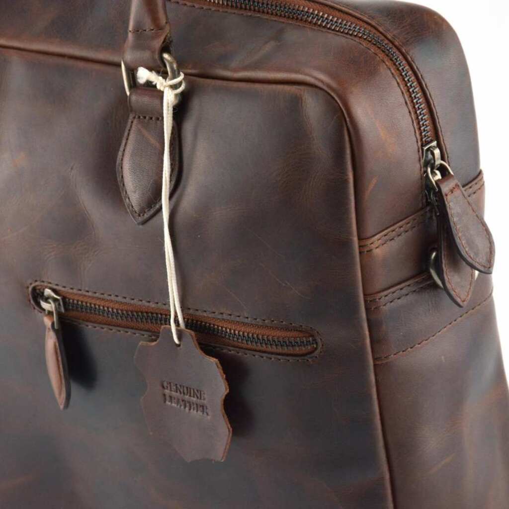Charlemagne Retro Style Laptop Leather Bag 14&quot; Brown - The Gifted Man
