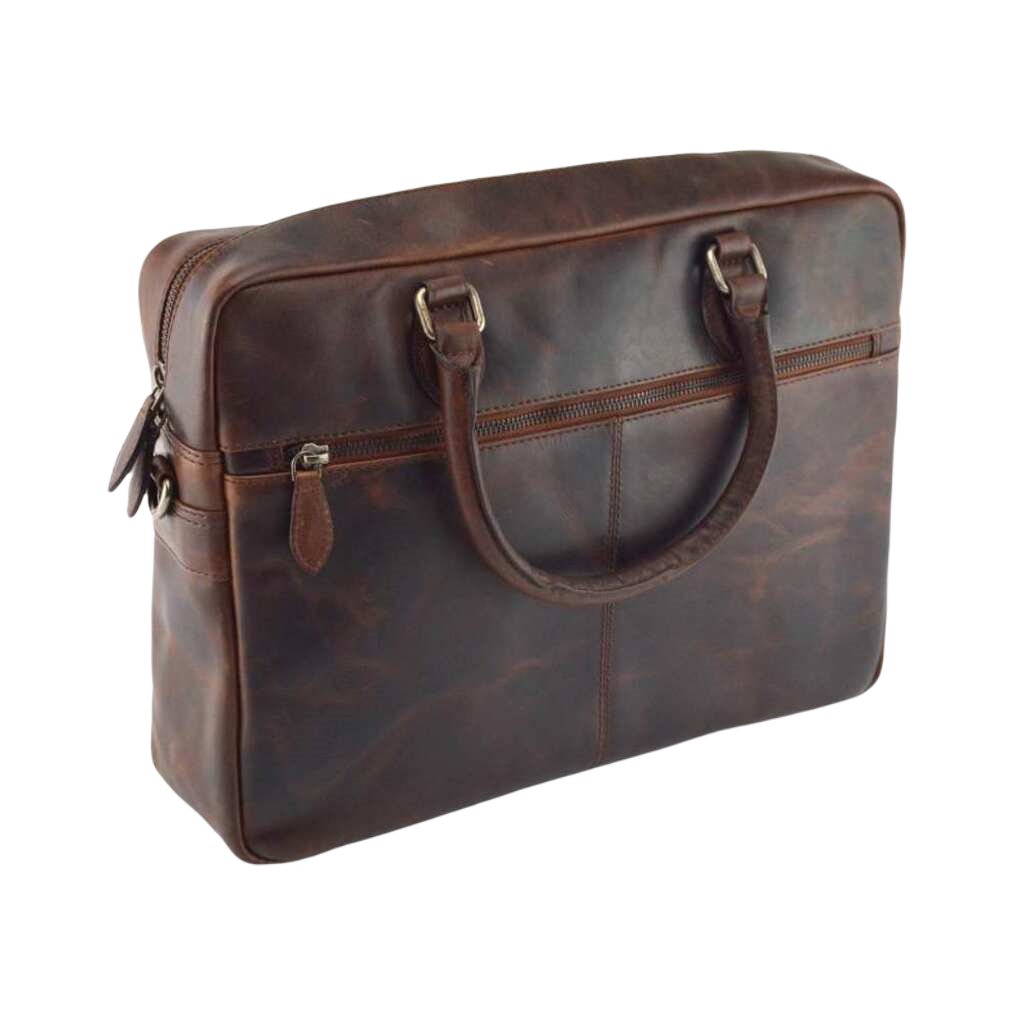 Charlemagne Retro Style Laptop Leather Bag 14&quot; Brown - The Gifted Man