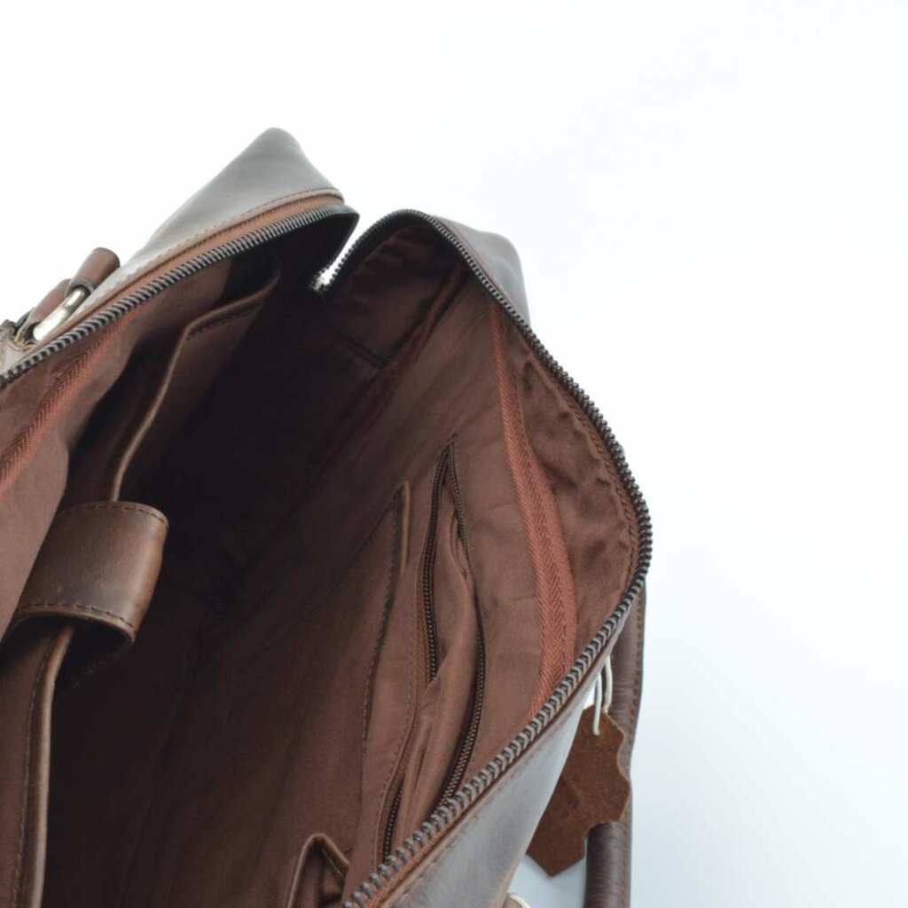 Charlemagne Retro Style Laptop Leather Bag 14&quot; Brown - The Gifted Man