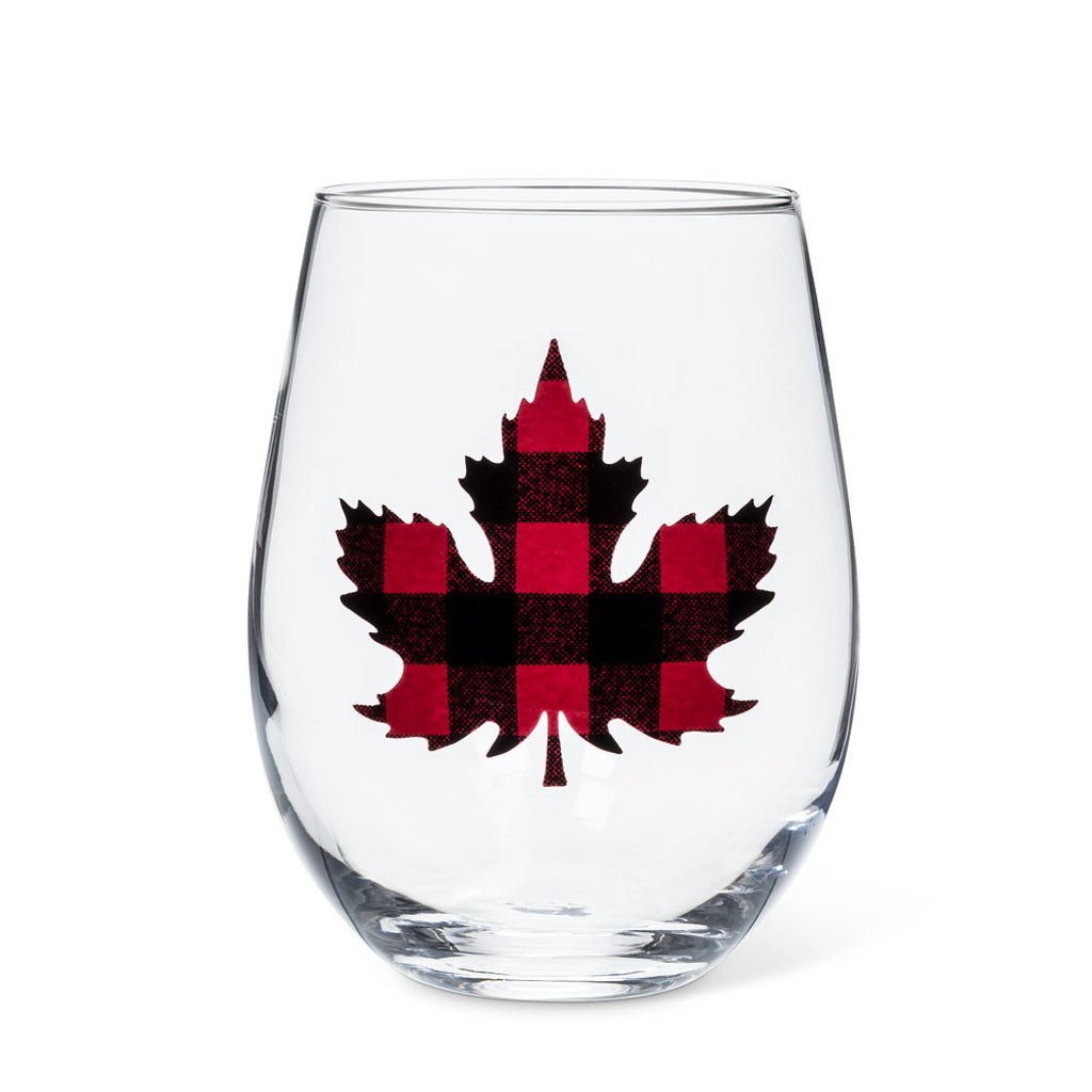 Check Maple Leaf Stemless Wine Glass - The Gifted Man