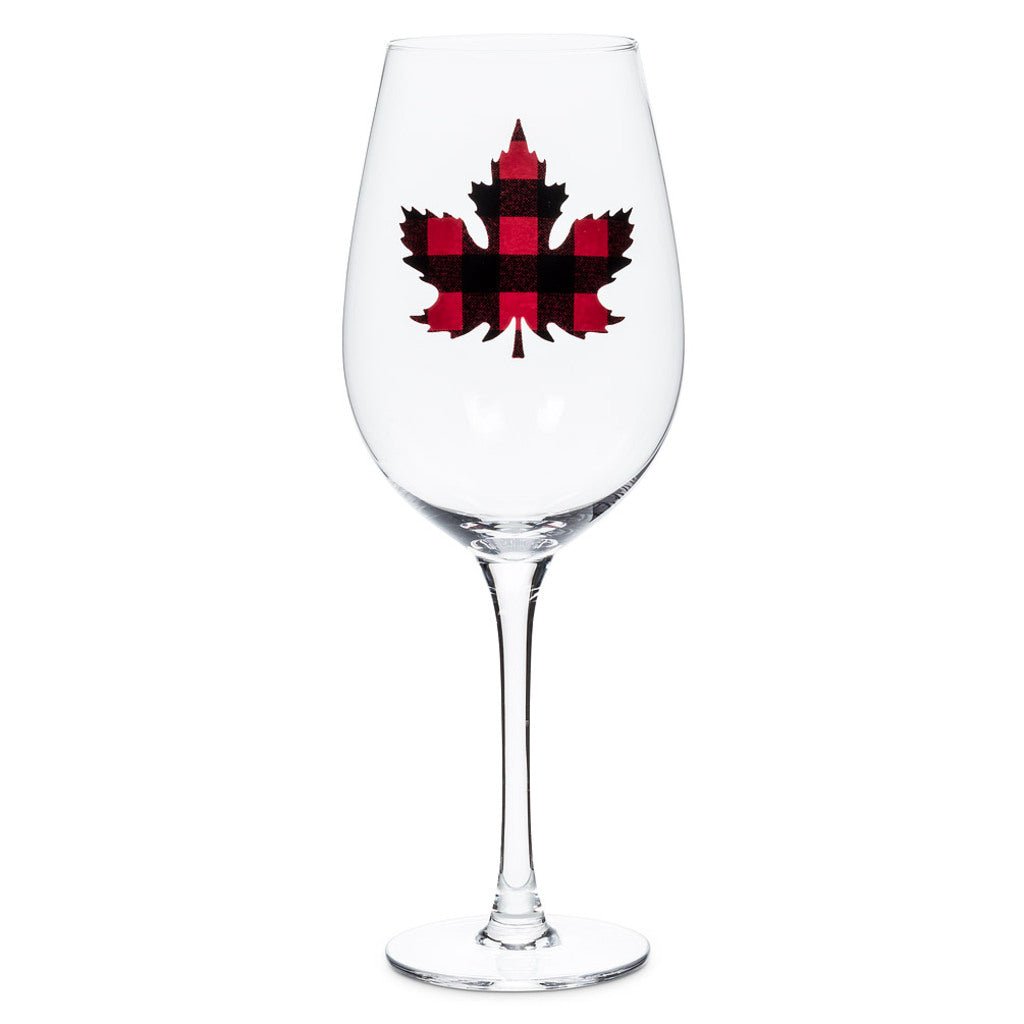 Check Maple Leaf Wine Glass - The Gifted Man