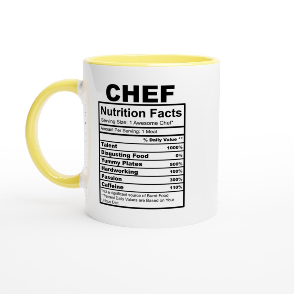 Chef Nutrition Facts White 11oz Ceramic Mug with Color Inside - The Gifted Man