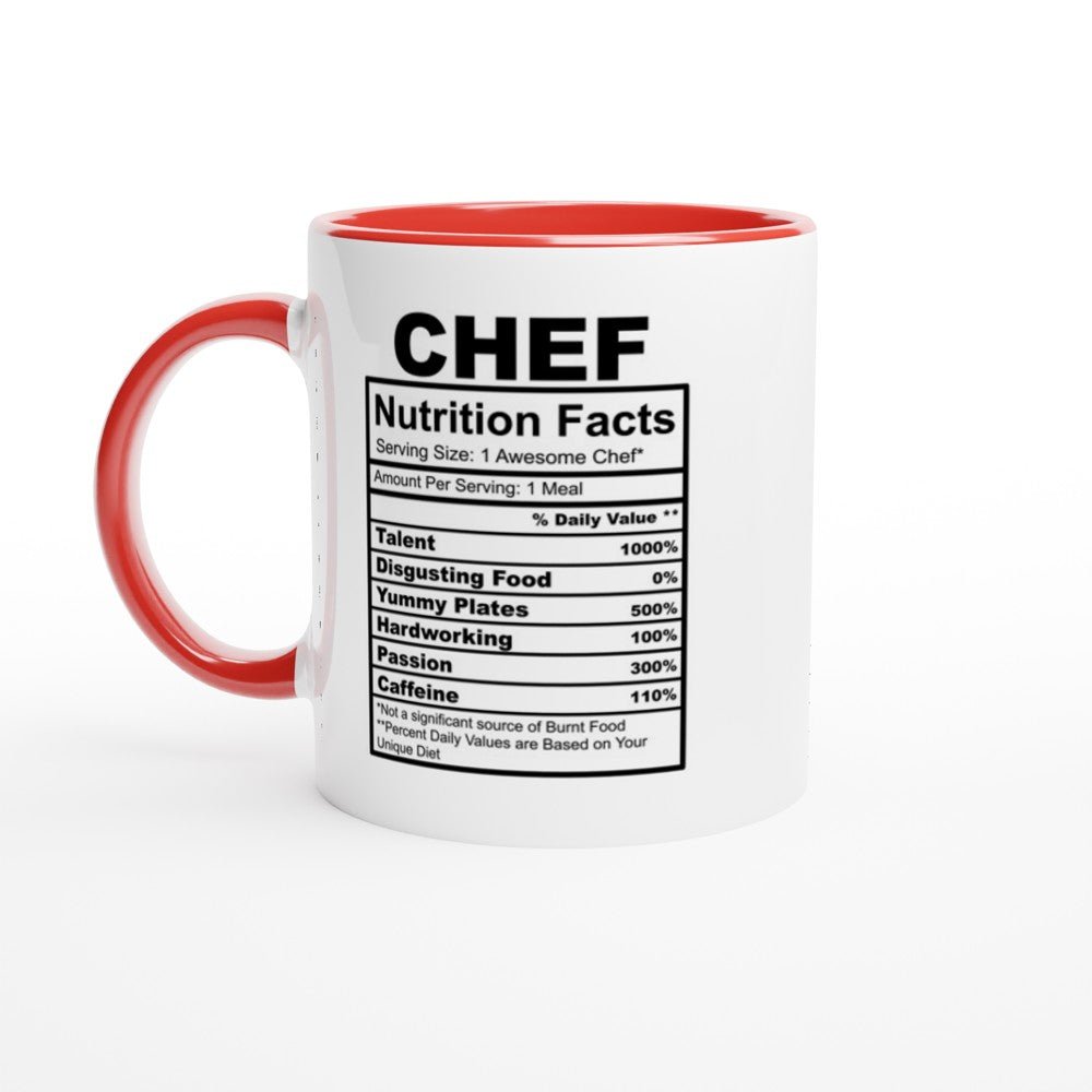 Chef Nutrition Facts White 11oz Ceramic Mug with Color Inside - The Gifted Man