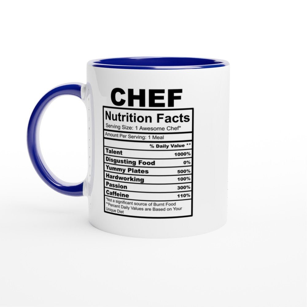 Chef Nutrition Facts White 11oz Ceramic Mug with Color Inside - The Gifted Man