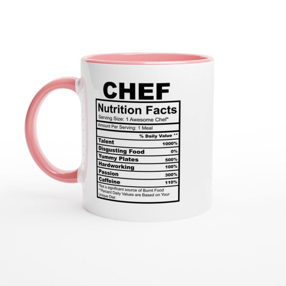 Chef Nutrition Facts White 11oz Ceramic Mug with Color Inside - The Gifted Man