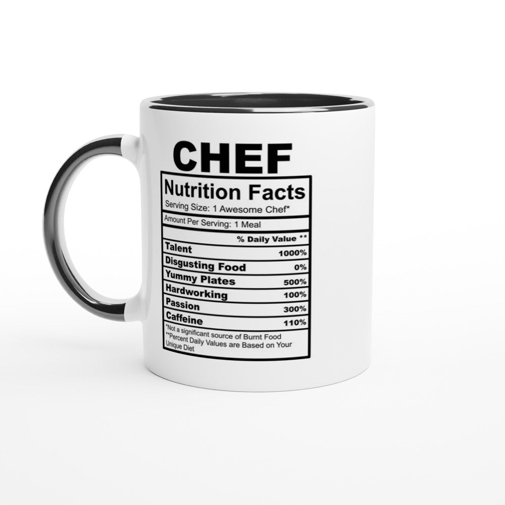 Chef Nutrition Facts White 11oz Ceramic Mug with Color Inside - The Gifted Man