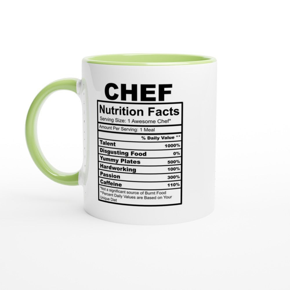 Chef Nutrition Facts White 11oz Ceramic Mug with Color Inside - The Gifted Man