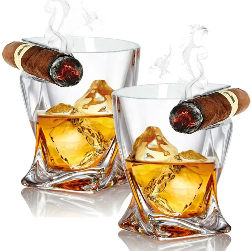 Cigar Whiskey Glass - Old Fashioned Twist Whiskey Glass 2 Pk - The Gifted Man