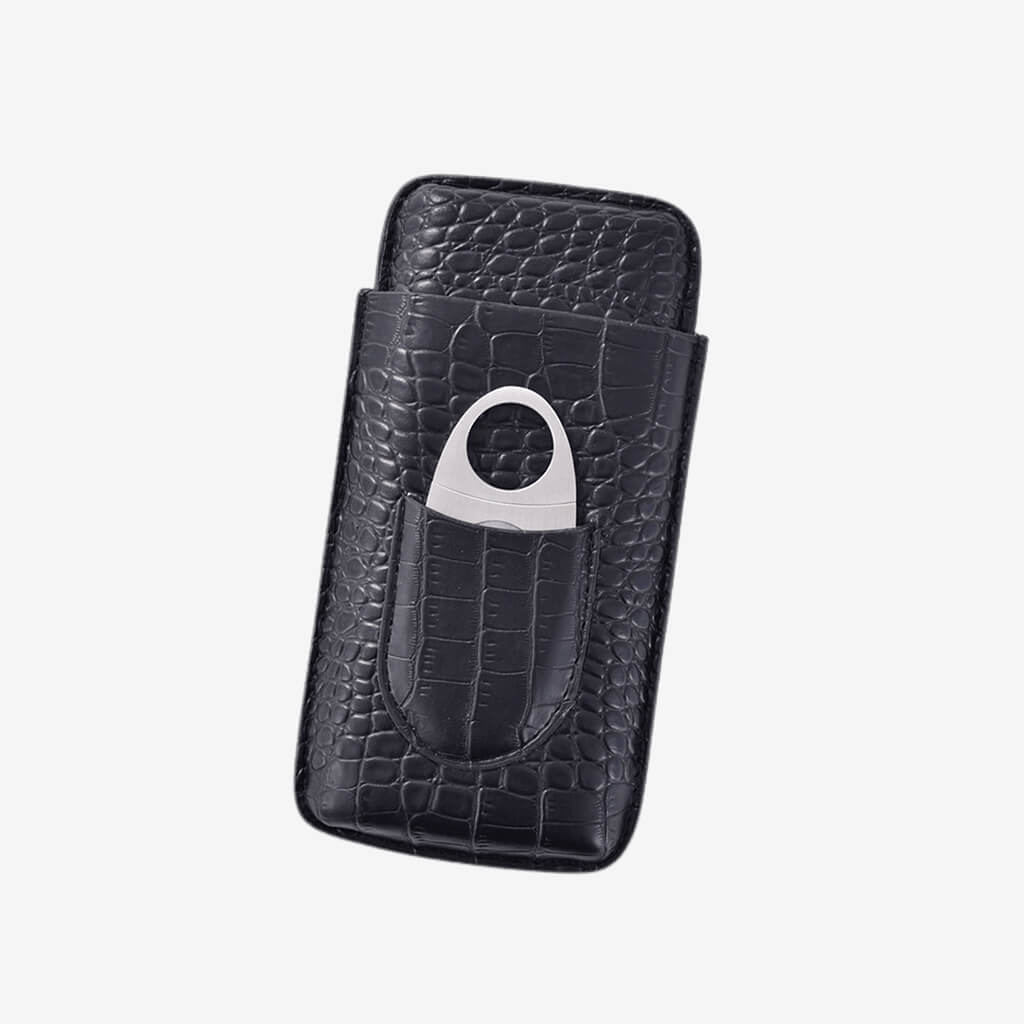 Designed for the most discerning cigar aficionado. Keep your cigars fresh and smooth! Case protects up to 3 cigars. Includes stainless steel cigar cutter.