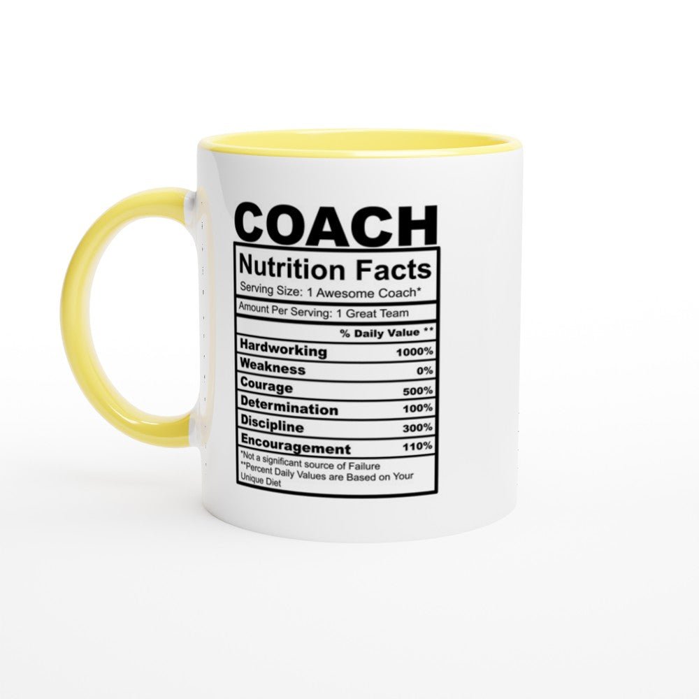 Coach Nutrition Facts White 11oz Ceramic Mug with Color Inside - The Gifted Man