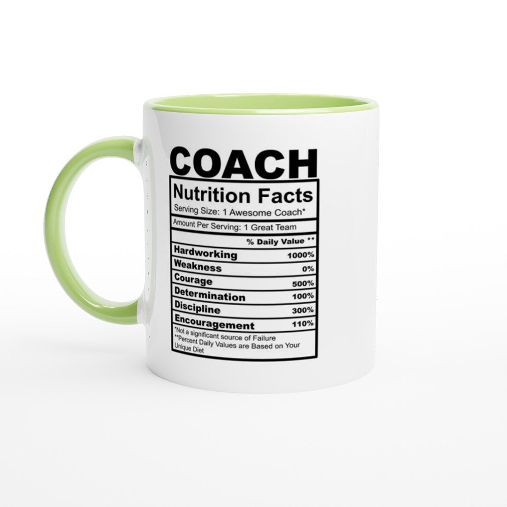 Coach Nutrition Facts White 11oz Ceramic Mug with Color Inside - The Gifted Man