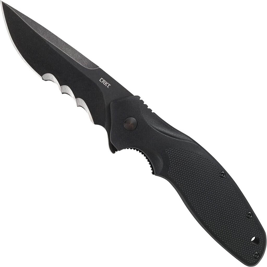 CRKT Shenanigan Flipper Folding Knife, Assisted Opening, Veff Serrations, GFN Black, - The Gifted Man