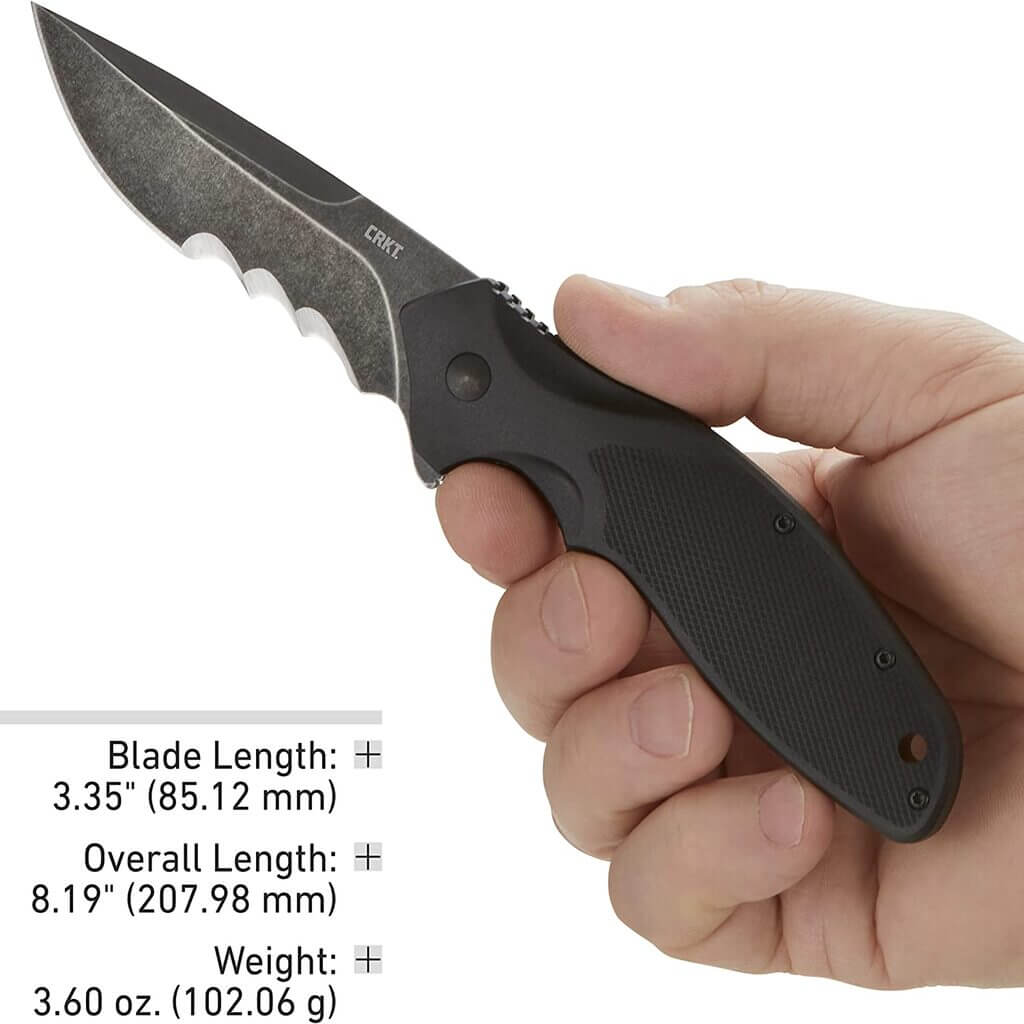 CRKT Shenanigan Flipper Folding Knife, Assisted Opening, Veff Serrations, GFN Black, - The Gifted Man