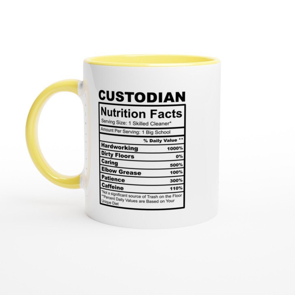 Custodian Nutrition Facts White 11oz Ceramic Mug with Color Inside - The Gifted Man
