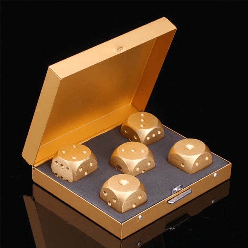 Men&#39;s Brushed Stainless Dice Set | Gold