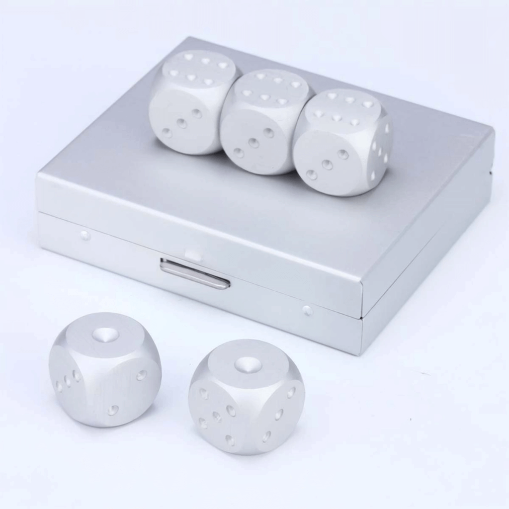 Men&#39;s Brushed Stainless Dice Set | Silver