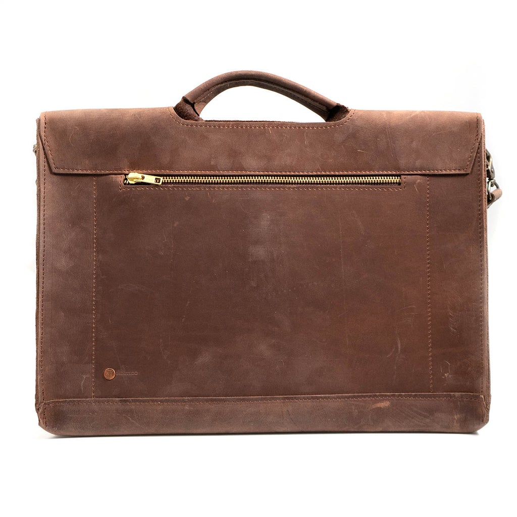 Diplomat Leather Attache - Dark Brown - The Gifted Man