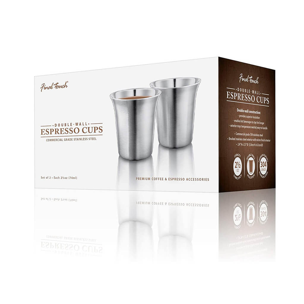 Double-Wall Stainless Steel Espresso Cups 2.5 oz (74ml) - The Gifted Man