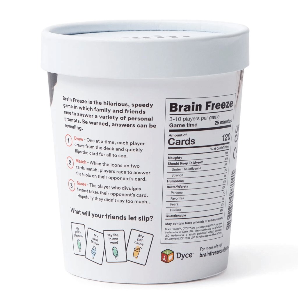 Dyce Games - Brain Freeze: The Speak-Before-You-Think Game - After Dark - The Gifted Man