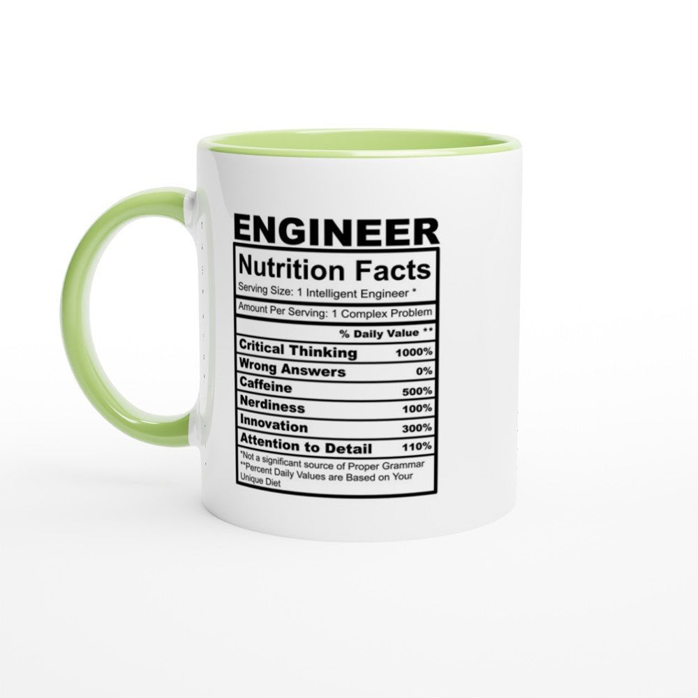 Engineer Nutrition Facts White 11oz Ceramic Mug with Color Inside - The Gifted Man