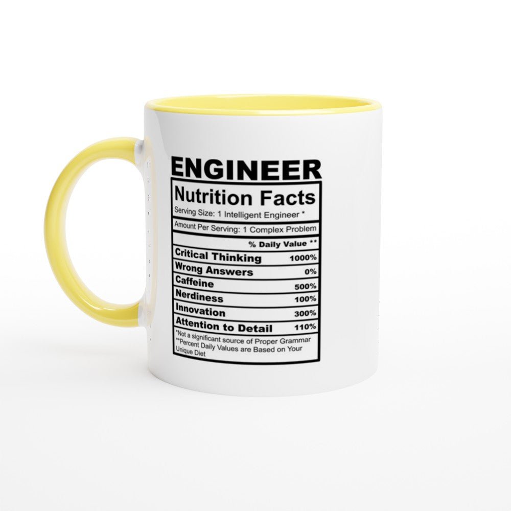 Engineer Nutrition Facts White 11oz Ceramic Mug with Color Inside - The Gifted Man