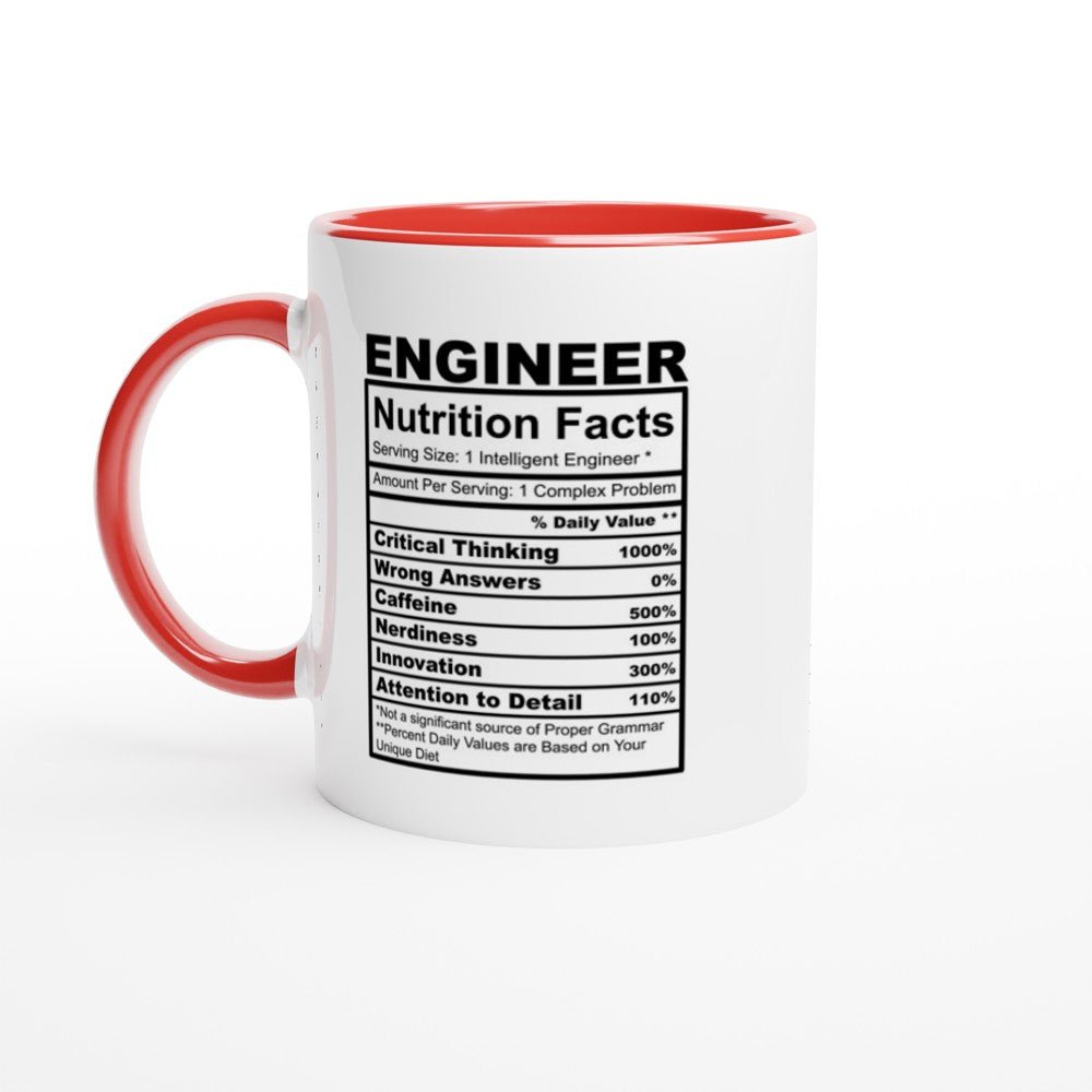 Engineer Nutrition Facts White 11oz Ceramic Mug with Color Inside - The Gifted Man