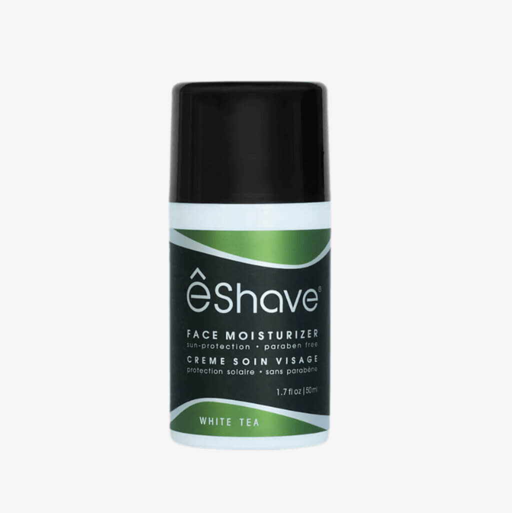 eShave Face Moisturizer is Paraben Free, Sulfate Free and Vegan. It is a light and effective lotion made with natural sun protection ingredients to protect the skin. It is also enriched with powerful antioxidants Vitamin E and Green Tea extract, to combat the signs of aging.