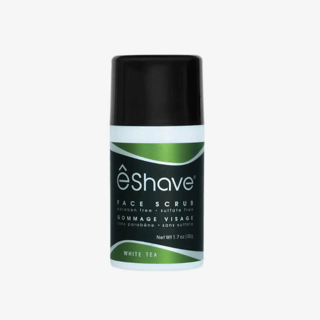 Reveal smoother, healthier skin and boost its hydration with eShave&#39;s exfoliating Face Scrub.Formulated with crushed apricot shells to gently exfoliate away dead skin cells that block pores, encouraging skin cells to renew faster. The rich emollient and moisturizing combination of shea and cocoa nut butters and jojoba oil readily penetrates the skin promoting suppleness, even skin tone and hydration.